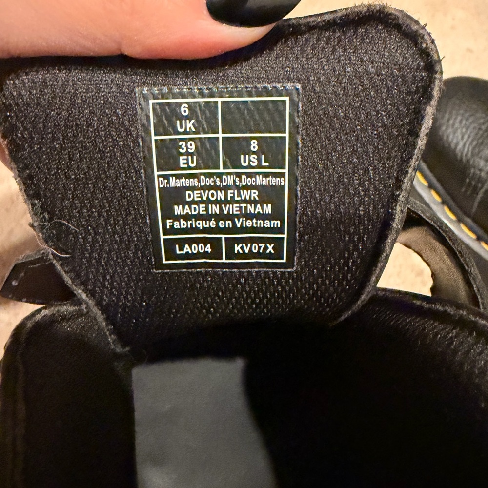 Dr. Martens Black Leather Boots with Yellow Stitching - Picture 2 of 5